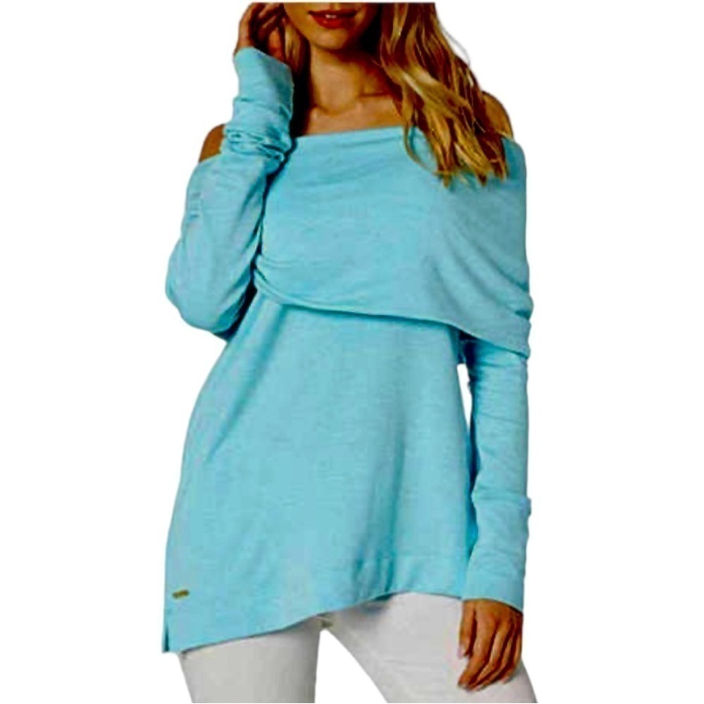 Lilly Pulitzer Belinda Blue Off The Shoulder Modal Blend Top Women’s XS